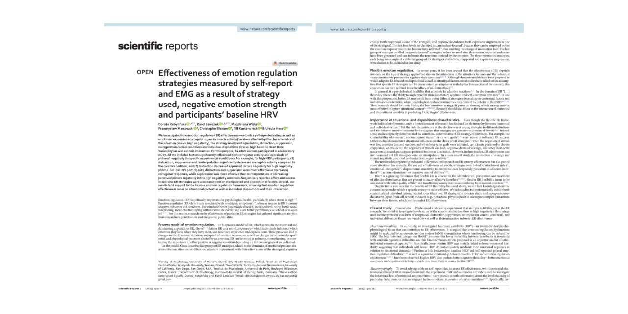 Effectiveness of emotion regulation strategies measured by self-report and EMG